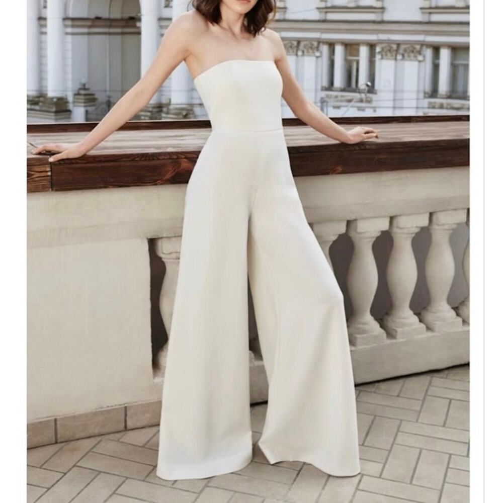 NOMI FAME Sarah Creamy White Palazzo Pant Corset Jumpsuit Size Small NWT